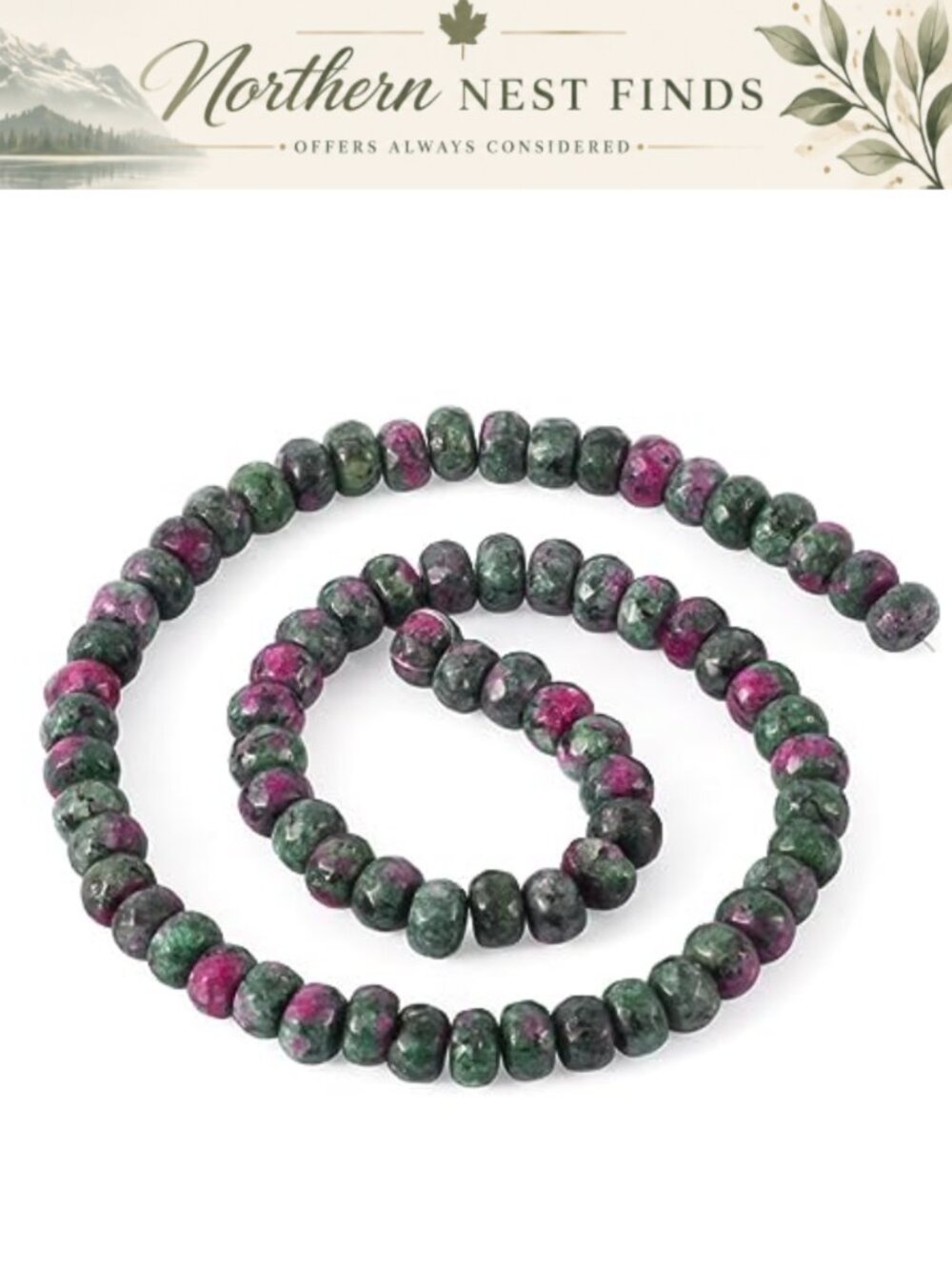 Natural Ruby in Zoisite Beads 74pcs 8mm Faceted Rondelle for Jewelry Making
